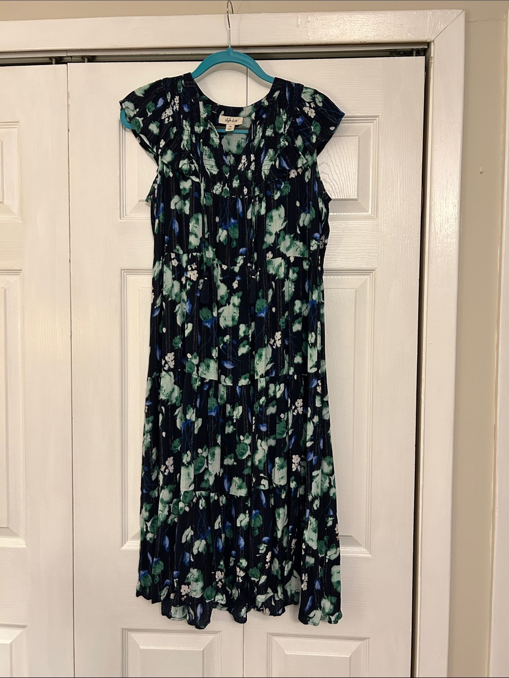 Style & Co. Navy Floral Midi Swing Dress